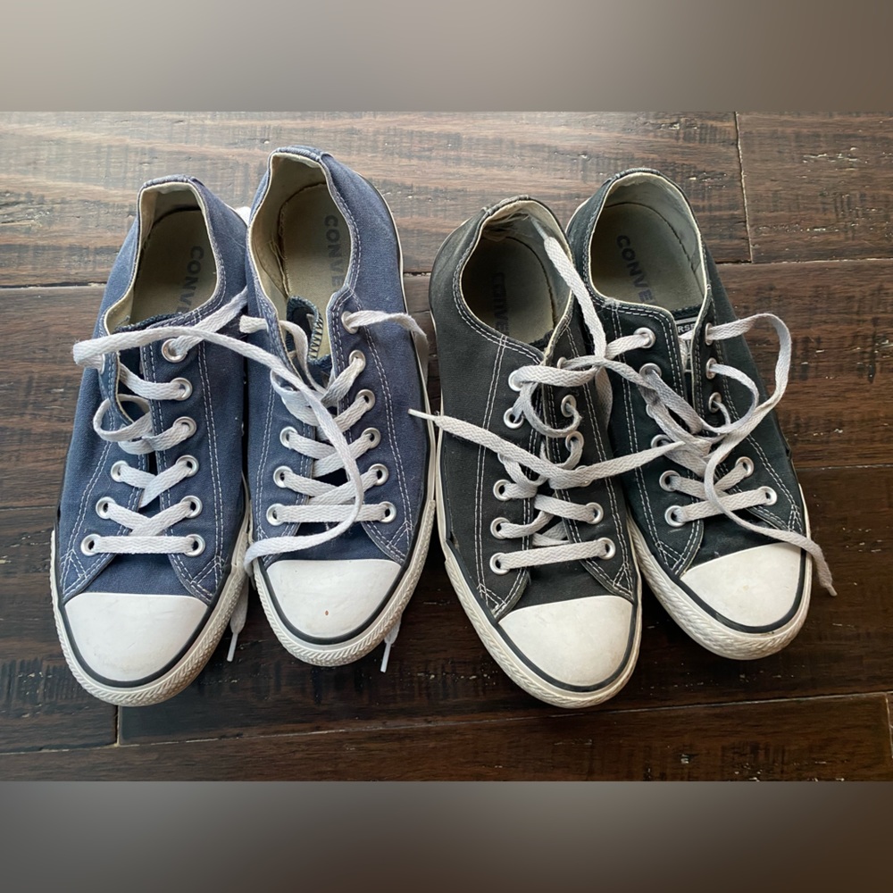 TWO pairs of Converse - black and blue - size 9W 7M